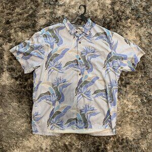 Tommy Bahama Island Zone Mens XXL Blue Hawaiian Button down short sleeve
